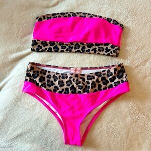 Pink Lilly Bandeau Top Bikini Size L